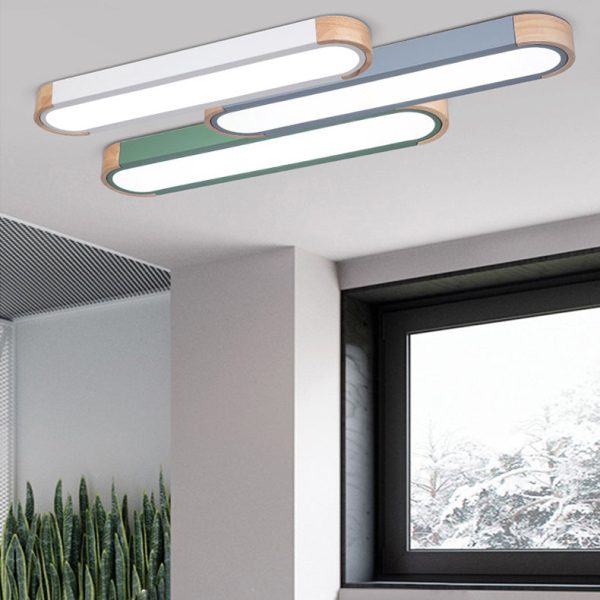 Contemporary Scandinavian Long Oval Iron Log Acrylic LED Flush Mount Ceiling Light For Bedroom - Image 12