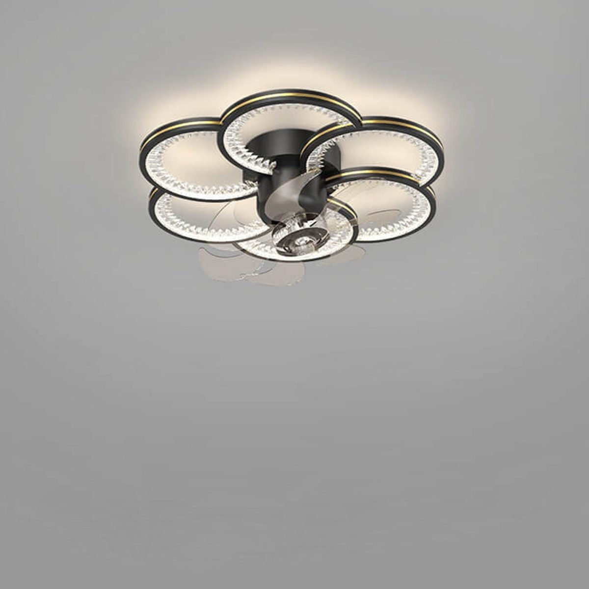 Modern Luxury Flower Petal Design LED Flush Mount Ceiling Fan Light - Image 13