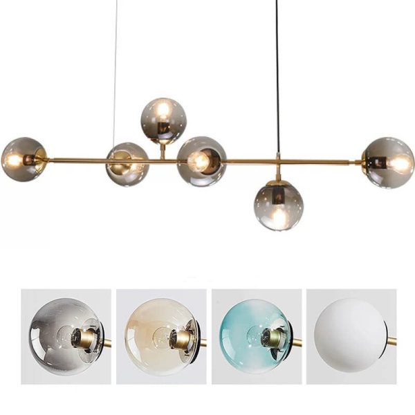 Nordic Minimalist Colorful Orb Hardware Glass 6-Light Island Light Chandelier - Image 6