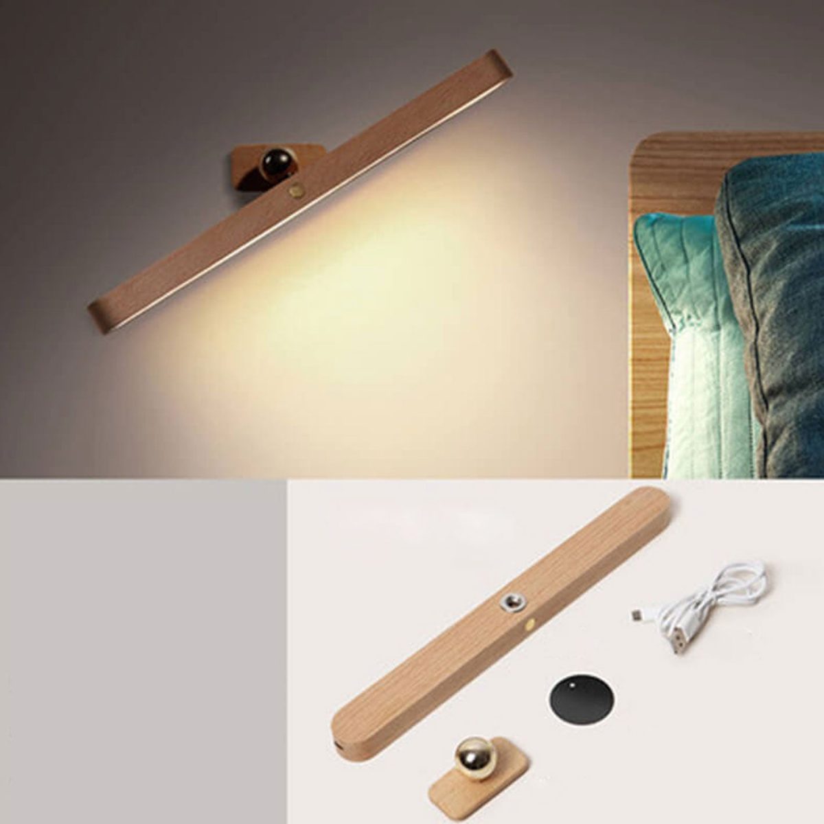 Modern Wooden Strip USB Magnetic LED Mirror Front Wall Sconce Lamp - Image 14