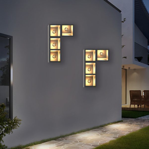 Waterproof Creative Square Combination LED Black Wall Lamp with Flowerpot - Image 5