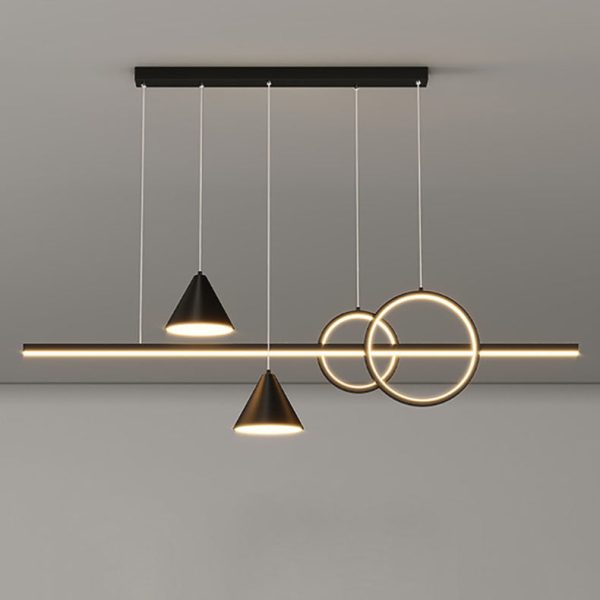 Modern Minimalist Strip Cone Circle Iron Acrylic LED Chandeliers Island Light For Dining Room - Image 29