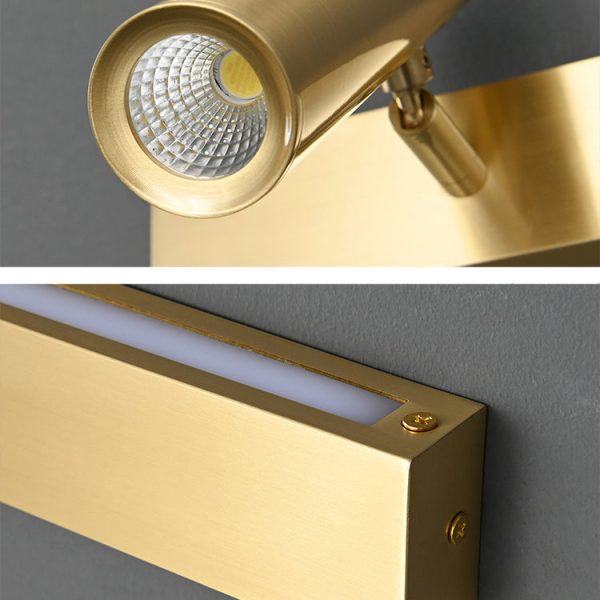 Modern Luxury Rectangle Cylinder Full Copper LED Wall Sconce Lamp For Bedroom - Image 6