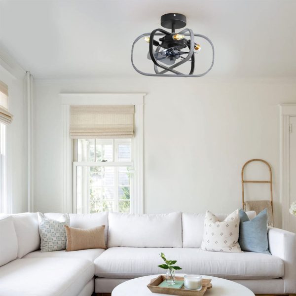 Retro Three Step Dimming LED Mute Bladeless Ceiling Fans with Remote - Image 9