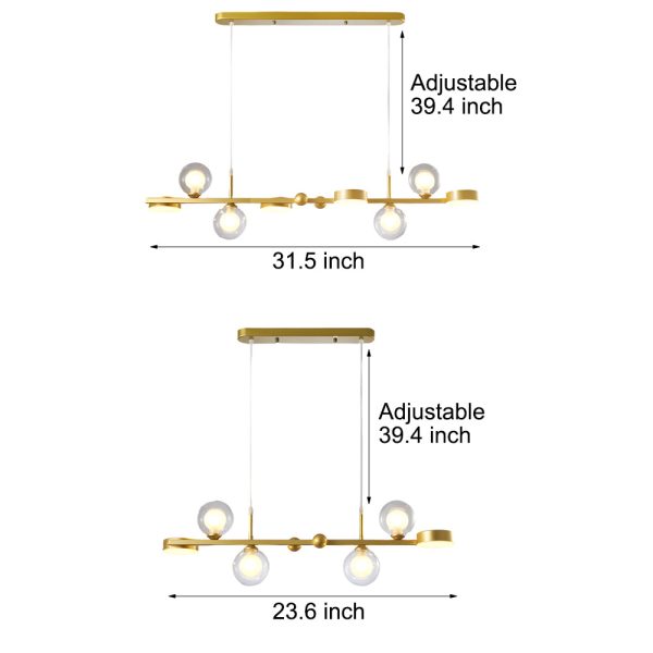 6/8-Light 3step Dimming Glass Ball LED Long Dining Room Chandelier - Image 11
