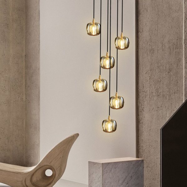 Long Spiral Cubes Crystal Pendant Light Dimmable Chandelier for Staircase - Image 7