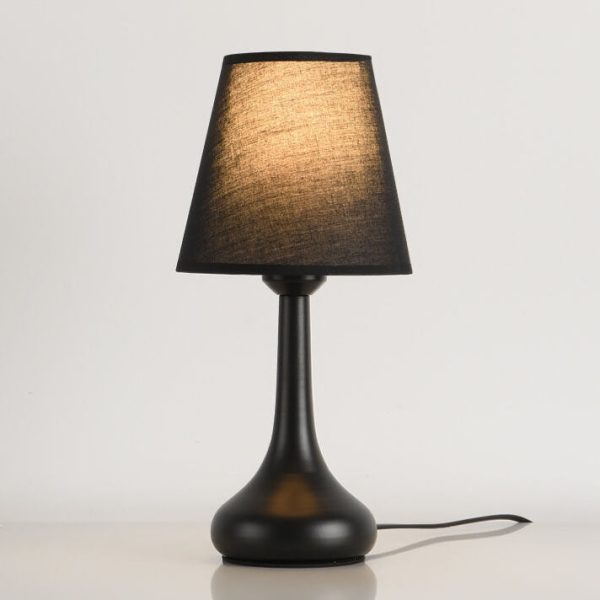 Nordic Vintage Pure Black White Iron Fabric 1-Light Table Lamp - Image 8