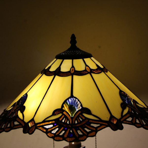 Tiffany Mediterranean Stained Glass Cone Pull Cord 2-Light Table Lamp - Image 17