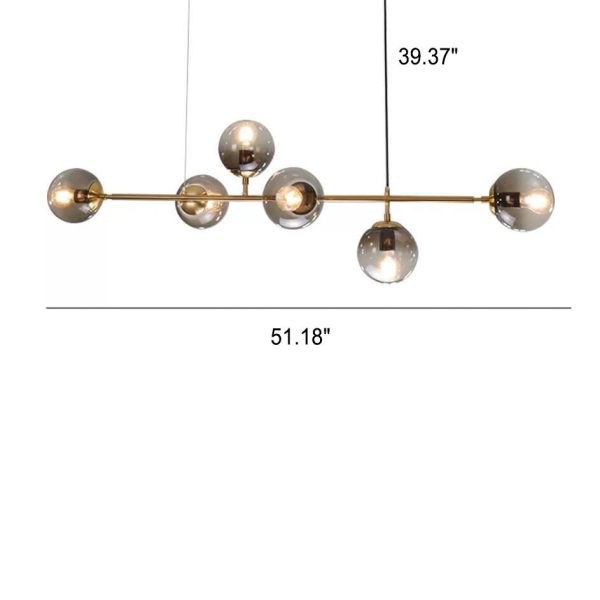 Nordic Minimalist Colorful Orb Hardware Glass 6-Light Island Light Chandelier - Image 7