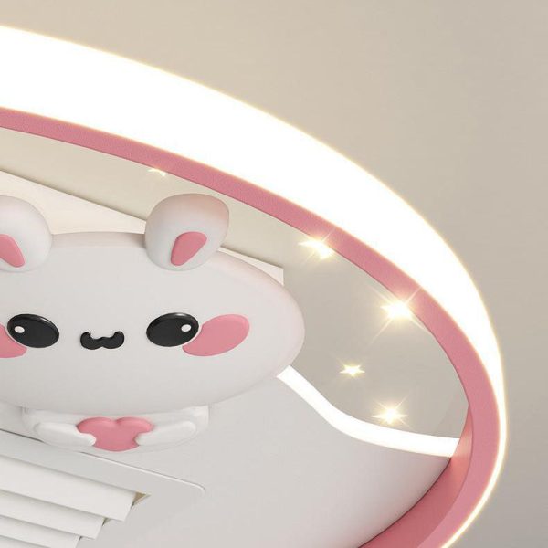 Contemporary Creative Acrylic Astronaut Moon LED Kids Flush Mount Ceiling Invisible Bladeless Fan Light For Bedroom - Image 9
