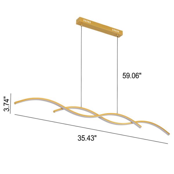 Nordic Minimalist Long Strip Wave Design Island Light LED Chandelier - Image 8