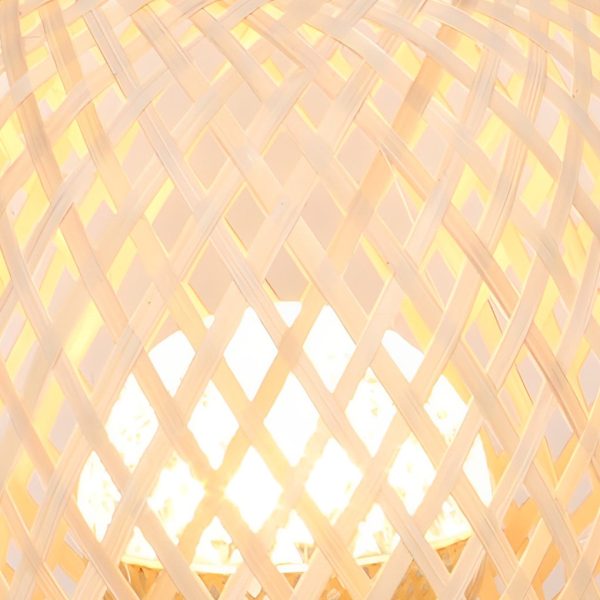 Rustic Portable Woven Bamboo Lantern Table Lamp with Handle - Image 8