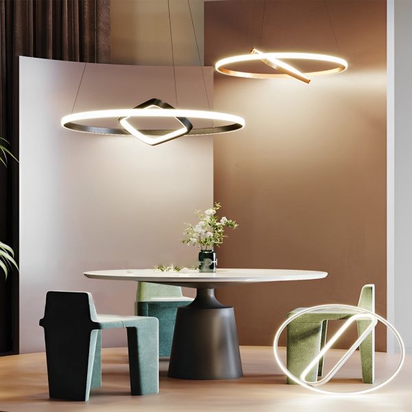 Adjustable Round Oval LED Stepless Dimming Black Modern Chandelier - Image 7