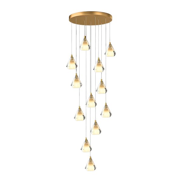 Creative Crystal Shade Three Step Dimming Nordic Staircase Chandelier - Image 7