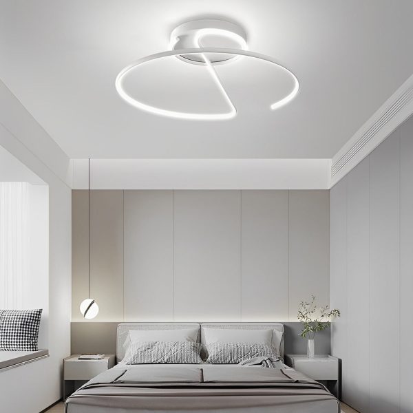 Semi Circle Streamlined Metal Dimmable LED Modern Ceiling Light Fixture - Image 6