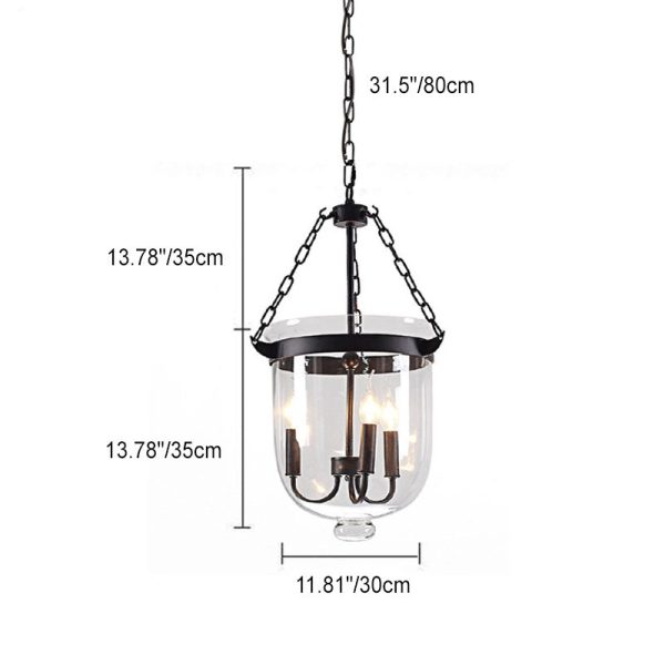 Traditional Rustic Round Glass Bucket Iron Candelabra 3-Light Chandelier For Living Room - Image 8
