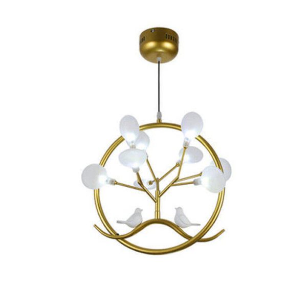 Nordic Metal Circular Bird Branch 9-Light Chandelier - Image 9
