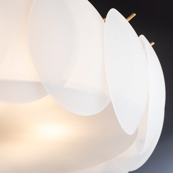French Glass Round Drum 5/6 Light Semi-Flush Mount Ceiling Light - Image 7