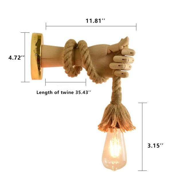 Industrial Woven Rope Hand -Shaped 1-Light Wall Sconce Lamp - Image 6
