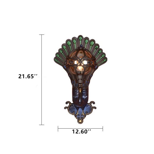 European Vintage Peacock 1-Light Outdoor Waterproof Wall Light - Image 4