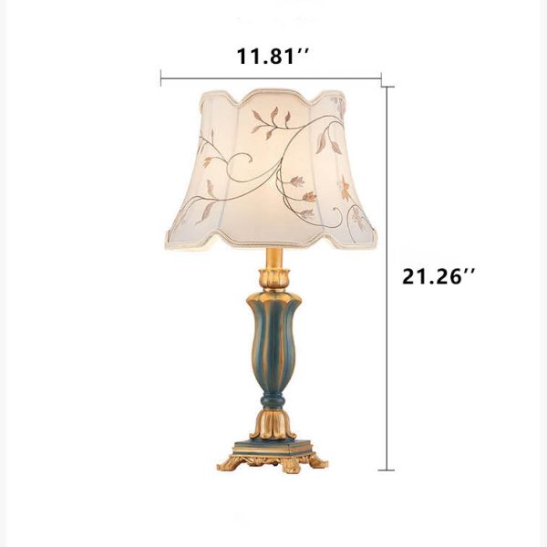 Round Fabric Resin Base Classical 1-Light Table Lamp - Image 8