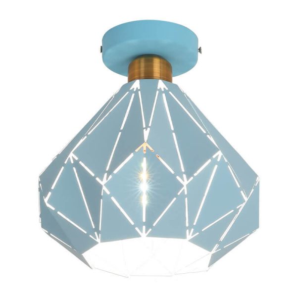 Modern Creative Diamond Dome 1-Light Macaron Semi-Flush Mount Ceiling Light - Image 9