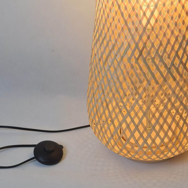 Modern Bamboo Weaving Column 1-Light LED Standing Floor Lamp - Image 3