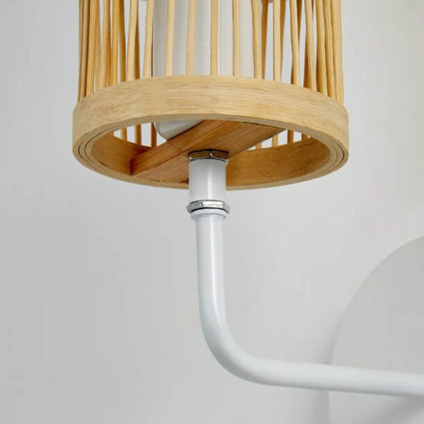 Modern Bamboo Weaving Cylindrical 1-Light Wall Sconce Lamp - Image 6