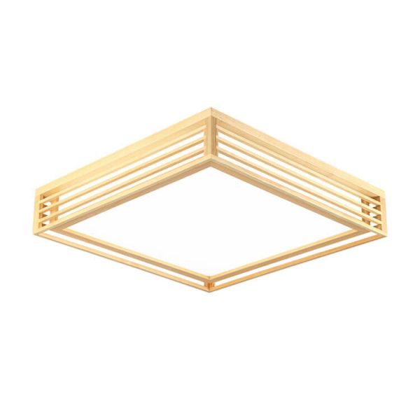 Nordic Solid Wood Square LED Japanese Tatami Flush Mount Ceiling Light - Image 14