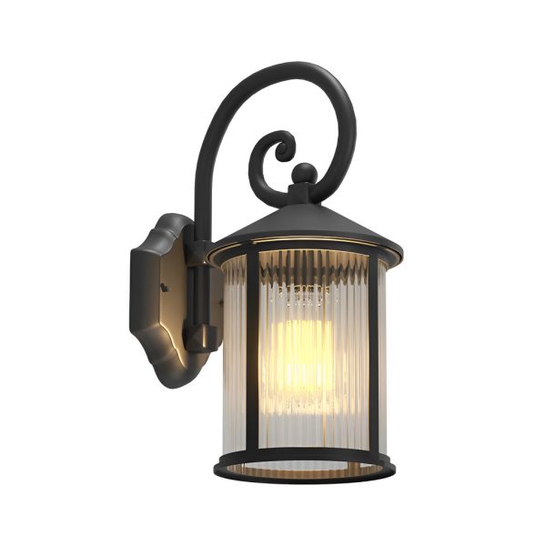 Waterproof Striped Glass Aluminum Black Retro Outdoor Wall Lights - Image 5