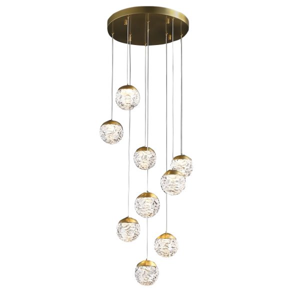 Spiral Pineapple Multi Glass Ball Staircase Chandelier LED Globes Hanging Ceiling Lights Suspension Lamp Drop Lights for Stairs - Image 10