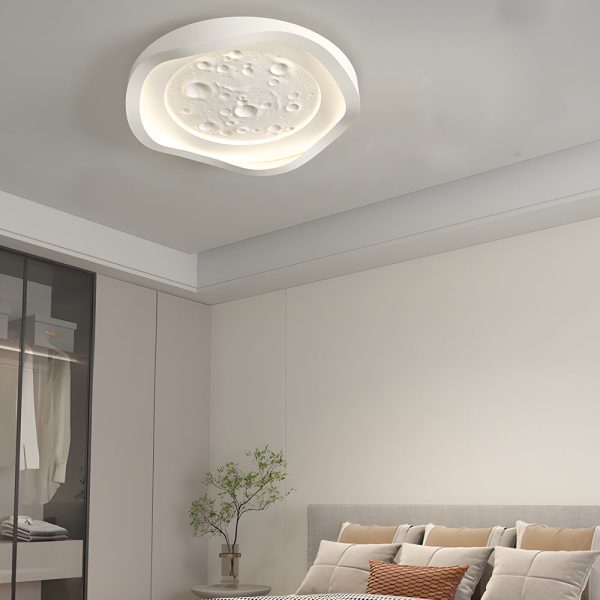 White Resin Lunar LED Flush Mount Wave Ceiling Light Round Ceiling Lamp Ceiling Lighting for Bedroom - Image 2