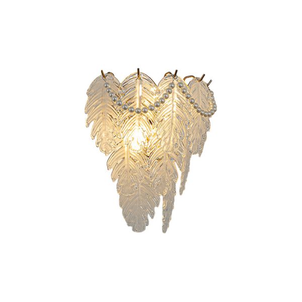 Glass Leaves Feathers Luxury Three Step Dimming French Style Wall Lamp - Image 8