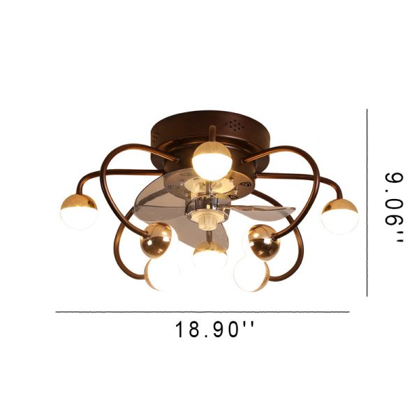 Nordic Creative Branch Cage LED Semi-Flush Mount Ceiling Fan Light - Image 8