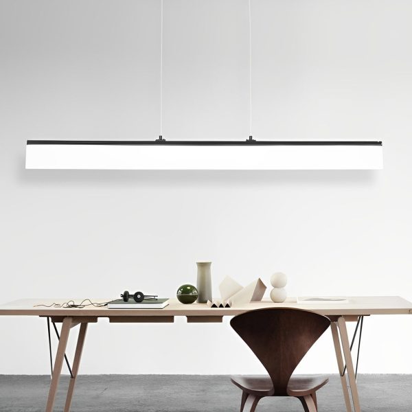 Minimalist Linear Strip Stepless Dimming LED Black Modern Chandelier - Image 2