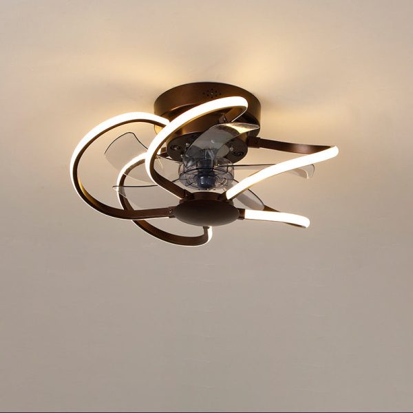 Modern Creative Cage LED Semi-Flush Mount Ceiling Fan Light - Image 13