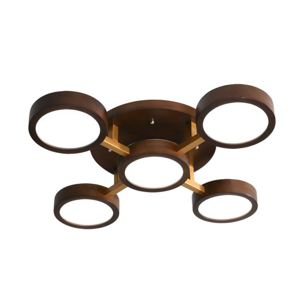 Modern Sputnik 3/4/5-Light Walnut Circles Flush Mount LED Ceiling Light - Image 10