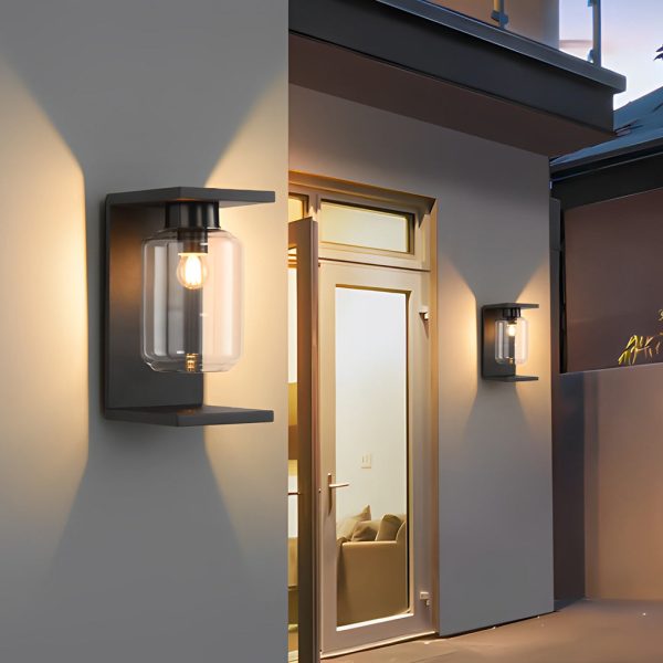 Outdoor Waterproof LED Glass Black Modern Solar Wall Lights with Remote - Image 2