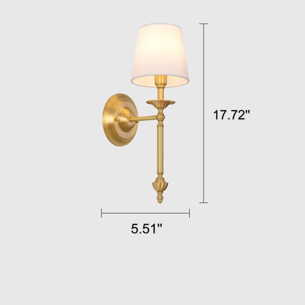 Modern Brass Fabric Shade 1/2 Light Wall Sconce Lamp - Image 7
