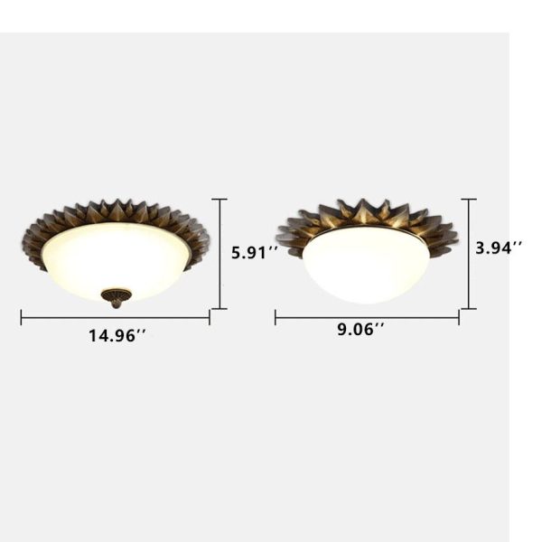 Vintage Glass Sun Bowl Shaped 1/3-Light Flush Mount Ceiling Light - Image 15