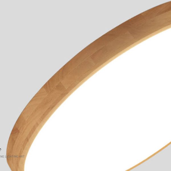 Nordic Solid Wood Round Ultra-Thin LED Flush Mount Ceiling Light - Image 11