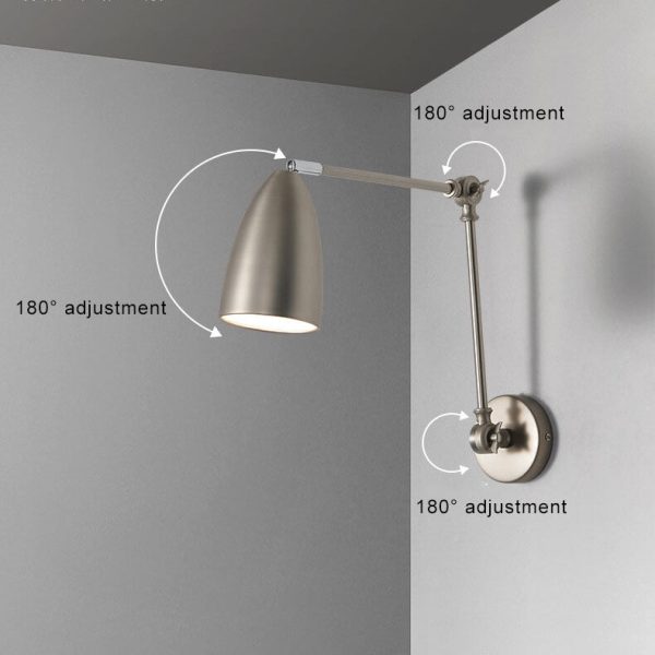Retro Industrial Swing Arm Rotating Retractable Iron 1-Light Wall Sconce Lamp - Image 8