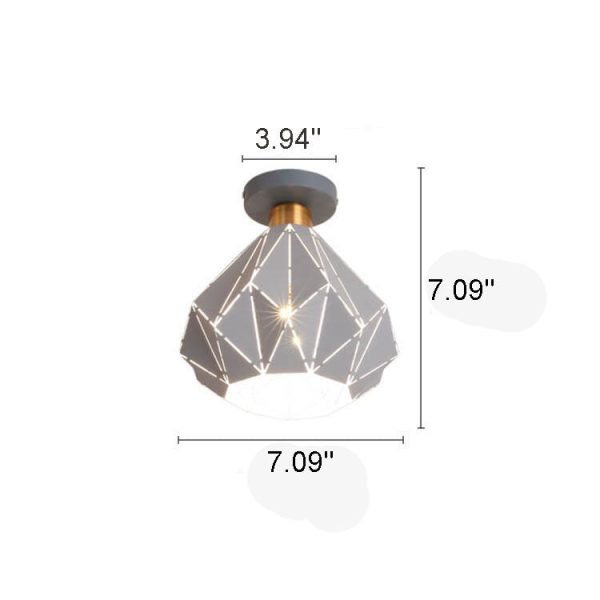 Modern Creative Diamond Dome 1-Light Macaron Semi-Flush Mount Ceiling Light - Image 8