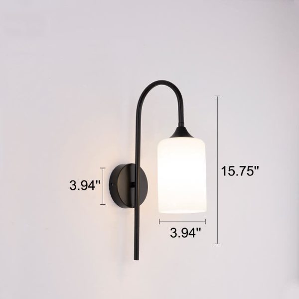 Modern Minimalist Glass Cylindrical Shade Bending Arm 1-Light Wall Sconce Lamp - Image 8