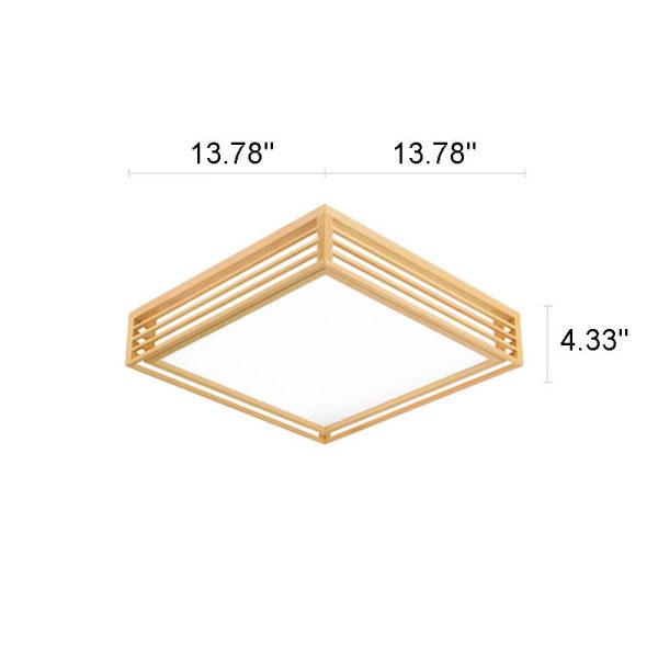 Nordic Solid Wood Square LED Japanese Tatami Flush Mount Ceiling Light - Image 9