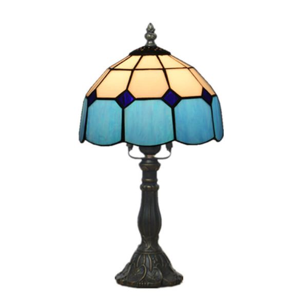 Vintage Tiffany Mediterranean Stained Glass 1-Light Table Lamp - Image 20