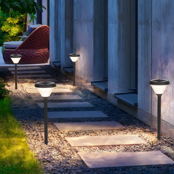 Black 27.6-Inch H Solar LED Path Lights with Stake - Image 2