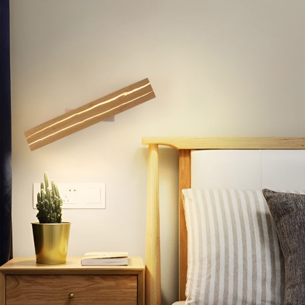 Adjustable Rectangular Wood Three Step Dimming LED Modern Wall Lamp - Image 4