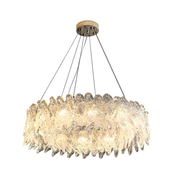 Handmade Leaf Glass Round 3 Step Dimming Luxury Post-Modern Chandelier - Image 8