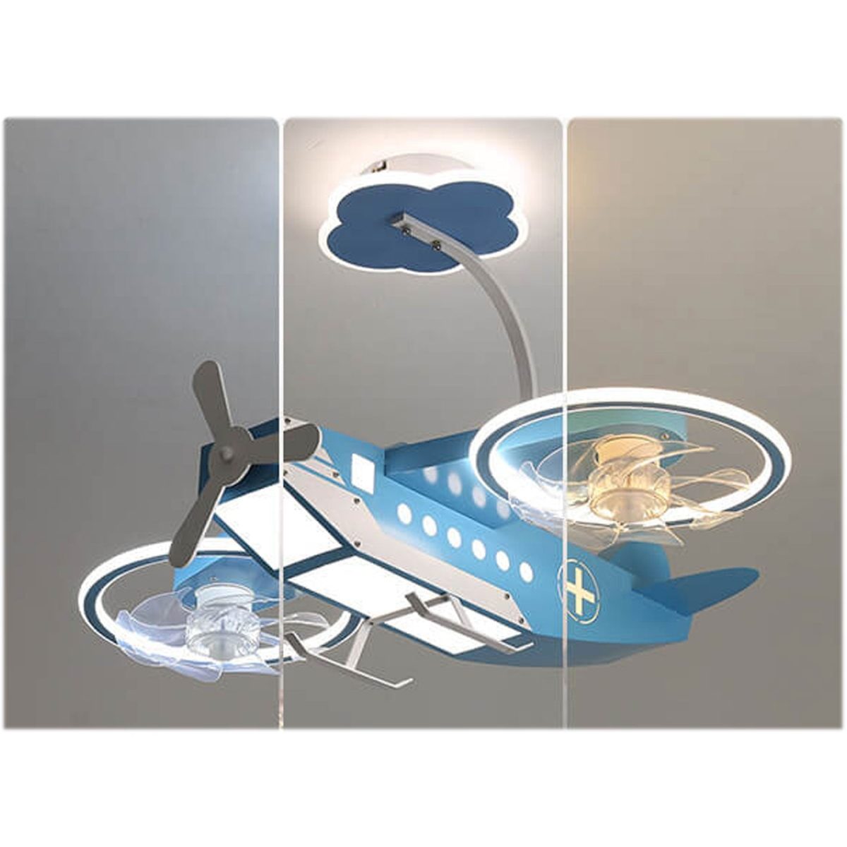 Creative Cartoon Aircraft Kids Flush Mount Ceiling Fan Light - Image 13
